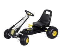 HOMCOM Go-Kart a Pedali per Bambini con Sedile Regolabile, Freno e Frizione, 95x66.5x57cm, Bianco Nero
