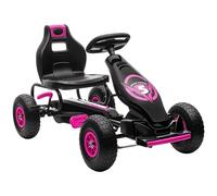 HOMCOM Go-kart a pedali per bambini Go-kart a pedali regolabile sedile 3 posizioni freno a mano pneumatici antiscivolo bambini da 5 a 12 anni metallo + PP rosa nero