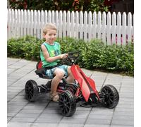 Homcom Go Kart Auto Elettrica per Bambini da 3 a 8 Anni 100X58X58,5 cm Rosso