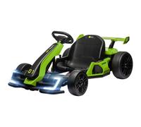 HOMCOM Go Kart Elettrico per Bambini 6-12 Anni 24V 6-12km/h con Sedile Regolabile, 2 Motori, Drift Go-Kart con Clacson, Luci e Musica, Verde