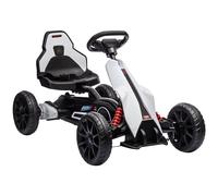 HOMCOM Go-kart elettrico per bambini 12V - Velocità regolabile 3-5km/h per bambini da 3 a 8 anni - sedile regolabile, cintura di sicurezza e 5 ruote - bianco