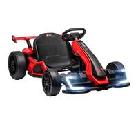 HOMCOM Go Kart Elettrico per Bambini 6-12 Anni 24V 6-12km/h con Sedile Regolabile, 2 Motori, Drift Go-Kart con Clacson, Luci e Musica, Rosso