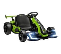 HOMCOM Go Kart Elettrico per Bambini 6-12 Anni 24V 6-12km/h con Sedile Regolabile, 2 Motori, Drift Go-Kart con Clacson, Luci e Musica, Verde