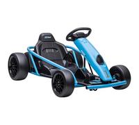 HOMCOM Go Kart Elettrico per Bambini 8-12 Anni Drift Go Kart per Bambini 24V 6-13km/h con Avvio Graduale, Clacson, Musica, Cintura di Sicurezza, Blu e Nero