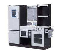 Homcom Grande Cucina Giocattolo in Legno per Bambini +3 Anni con Accessori Cucina per Bambini Giochi di Imitazione Forno a Microonde Lavello 105X31,5X95 cm Argento e Marrone Scuro