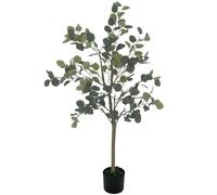 HOMCOM Grande pianta decorativa artificiale 120 cm per interni verde | Eucalipto artificiale in vaso con foglie, per casa, ufficio, camera da letto.