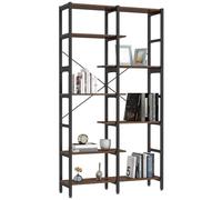 HOMCOM Grande Scaffale Libreria da Parete in Legno e Metallo Nero con 6 Ripiani, Stile Vintage Industriale, 100x30x182cm