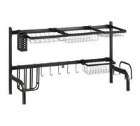 HOMCOM Grande Scolapiatti Sopra Lavello Regolabile 51-93cm Nero