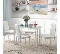 HOMCOM gruppo da pranzo in pelle artificiale acciaio 120L X 60W x 97H cm Bianco