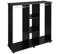 HOMCOM Armadio Guardaroba da Ingresso, Soggiorno, Camera da Letto, Armadio con 5 Ripiani e 6 Ruote, in Legno e Alluminio, Robusto, Capiente, 120x40x128 cm, Nero