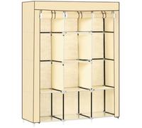 HOMCOM Armadio Guardaroba in Tessuto 8 Ripiani e 2 Barre 125x43x162.5cm Nero