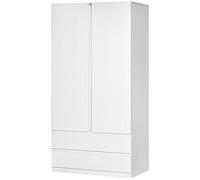 HOMCOM Guardaroba in Truciolato Bianco per Camera da Letto con 2 Cassetti