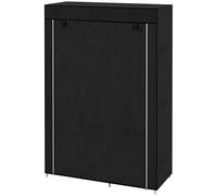 HOMCOM Armadio Portatile in Tessuto non Tessuto, Acciaio e PP, Armadio Guardaroba Salvaspazio con 6 Ripiani Aperti, 1 Appendino e Porta a Cerniera, 103x43x162.5 cm, Nero