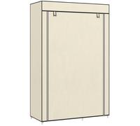 HOMCOM Armadio Portatile in Tessuto non Tessuto, Acciaio e PP, Armadio Guardaroba Salvaspazio con 6 Ripiani Aperti, 1 Appendino e Porta a Cerniera, 103x43x162.5 cm, Crema