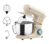 HOMCOM Impastatrice Planetaria da 4.5L a 6 Velocità in Acciaio Inox, Plastica e Alluminio, 35x22x29 cm, Beige e Argento Aosom Italy