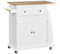 HOMCOM Isola Cucina con Armadietto, 2 Cassetti e Portaspezie in Legno