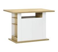 HOMCOM Isola per Cucina 4 Persone, Credenza Cucina con Armadietti a 2 Ante e Ripiani Aperti, 110x70x75.5 cm, Bianco e color Legno