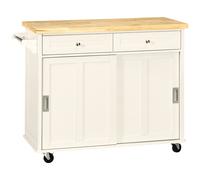 HOMCOM Isola per Cucina in Legno con Cassetti Armadio e Portasciugamani Bianco