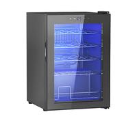 HOMCOM Cantinetta Vino Refrigerata per 20 Bottiglie, Capacità 53L, Porta in Vetro Anti-UV e Ripiani Regolabili, Nero
