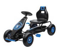 HOMCOM Go Kart a Pedali per Bambini da 5-12 Anni con Sedile Regolabile e Ruote in Gomma Gonfiabili Ammortizzate, Blu