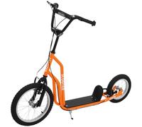 HOMCOM Kinderroller Scooter Tretroller mit verstellbarem Lenker, großen Rädern und Handbremse Kickscooter 16 Zoll Cityroller für Jungen und Mädchen ab 5 Jahre Metall
