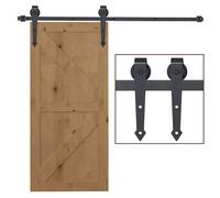 HOMCOM Kit Binario per Porta Scorrevole Stile Rustico in Acciaio Marrone