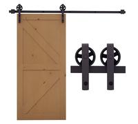 Homcom Kit di accessori scorrevoli in legno per porta scorrevole da 6 piedi/183 cm con guida a pavimento Binario in acciaio al carbonio