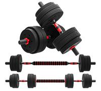HOMCOM Kit manubri 2-in-1, set da 2-25 kg, bilancieri regolabili inclusi - allenamento muscolare e sollevamento pesi
