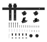 HOMCOM Kit per Porta Scorrevole con Binario 200cm e Portata 20kg, Nero