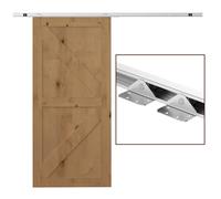 HOMCOM 186CM/6FT Kit Porta Scorrevole in Metallo con Utensili, Rulli, Guida a Pavimento, Blocchi e Chiave Esagonale, Argento