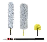 HOMCOM Kit per Pulizia della Casa con Asta di Prolunga, Giallo e Grigio