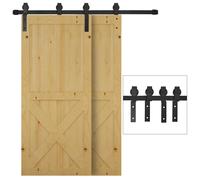 HOMCOM Kit Porta Scorrevole Completo in Acciaio al Carbonio Nero