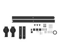 HOMCOM Kit Porta Scorrevole in Acciaio al Carbonio Nero 122x0.5x4 cm