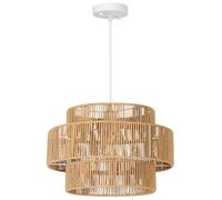 HOMCOM lampada a sospensione con attacco E27, stile boho, lampada a sospensione a soffitto con paralume in corda di canapa per cucina, sala da pranzo, marrone chiaro