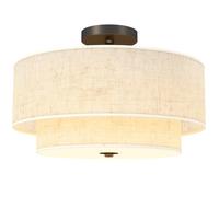 HOMCOM Lampada a Sospensione Soffitto, 3xE14, Rotonda, Crema | Lampada da soffitto con paralume in lino, per camera da letto e soggiorno. Lampadina non inclusa.