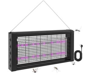 HOMCOM Lampada Antizanzare per Interno 60㎡, Zanzariera Elettrica da Interno, Luce Anti Insetti Elettroinsetticida con 2 LED, Catenella e Rete di Protezione, 49x6x25 cm, Nero