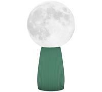 HOMCOM Lampada da Tavolo a Forma di Luna Stampata in 3D e 3 Colori con 10 Luminosità, Lampada da Lettura in ABS, Ø15x28 cm, Bianco e Verde Scuro