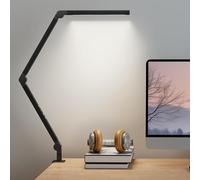 HOMCOM Lampada da Tavolo Dimmerabile con Morsetto e Braccio Regolabile Nero [EEK: F]