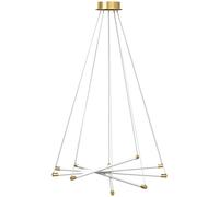 HOMCOM Lampada da soffitto con 5 tubi luminosi regolabili per soggiorno, sala da pranzo e cucina, 82x82x124 cm, oro e bianco Aosom Italy