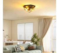 HOMCOM Lampada da Soffitto Stile Industriale con 3 Attacchi E27 Nero e Oro