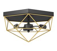 HOMCOM Lampada da Soffitto Stile Industriale Geometrica con 3 Attacchi E27 per Lampadine LED, Nero e Oro Aosom Italy