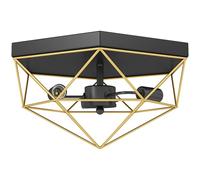 HOMCOM Lampada da Soffitto Stile Industriale, Plafoniera Soffitto Geometrica con 3 Attacchi E27 per Salotto, Soggiorno, Camera e Ufficio, Lampadine non incluse, Nero e Oro
