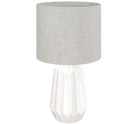HOMCOM Lampada da Tavolo con Base in Ceramica e Paralume in Lino Stile Retrò per Camera 40W Bianco e Beige Aosom Italy