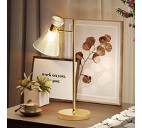 HOMCOM Lampada da Tavolo Moderna con Paralume Regolabile in Vetro Satinato Oro
