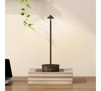 HOMCOM Lampada da Tavolo Ricaricabile con USB, Lampada Senza Filo con Temperatura del Colore Regolabile 3000K/4500K/6500K, Controllo Touch, Autonomia 4-8 Ore, Caffè Elimina il disordine dei cavi e god