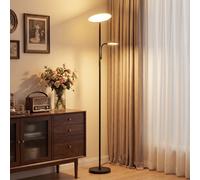 HOMCOM Lampada da Terra 2 Punti Luce Regolabili a 4 Livelli con Telecomando Nero