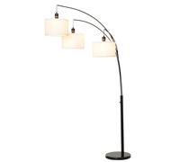 HOMCOM Lampada da Terra 3 Luci Base in Marmo e Braccia Flessibili Altezza 205cm