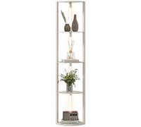 HOMCOM Lampada da terra a LED Dimmerabile con 4 ripiani Lampada da terra con 3 colori di luce 24 W Lampada da terra con interruttore a pedale per soggiorno Camera da letto, rovere