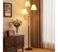 HOMCOM Lampada da Terra Alta 165 cm 3 Luci Attacco E27 Max 40W Color Oro