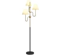 HOMCOM Lampada da Terra Alta 165 cm, Lampada da Pavimento con 3 Punti Luce e Interruttore a Pedale, Attacco E27 Max 40W, per Camera e Ufficio, Oro